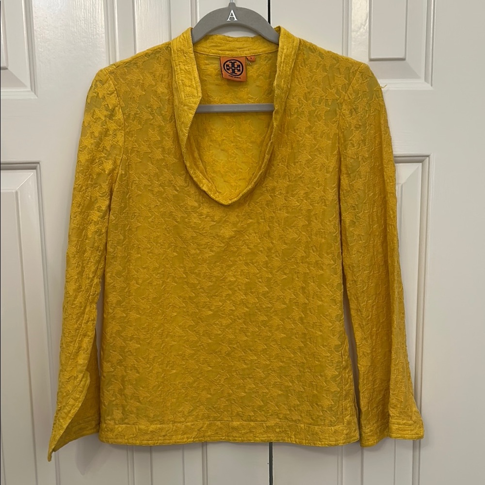 Tory Burch Tunic Star Yellow Cowl Neck Blouse Sz 4